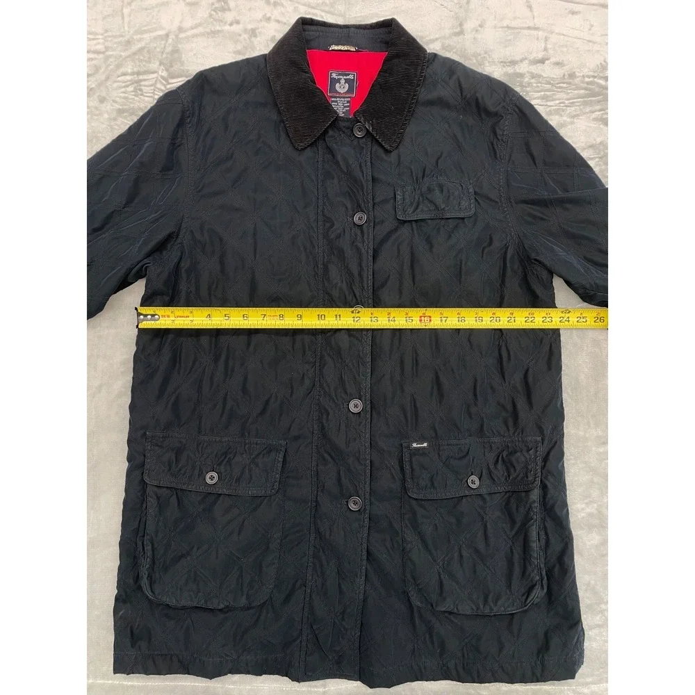 Faconnable Quilted Jacket Men L Blue Corduroy Collar Coat See Measurements